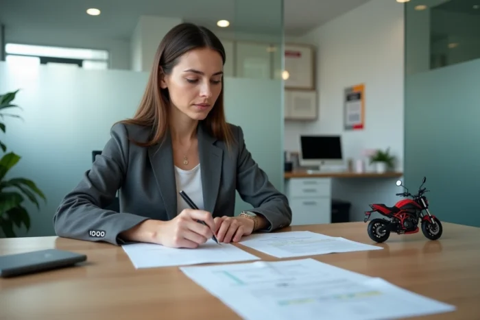 Femme consultant les documents d'homologation du Piwi 80 dans un bureau administratif français