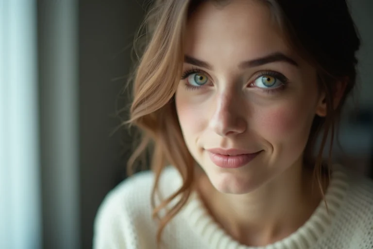 Gros plan des yeux bleus d'une femme avec un anneau doré au centre de l'iris, illustrant l'hétérochromie centrale